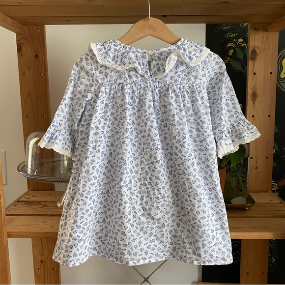 Frances Rose White Blue Floral Ruffle Collar Mary Margaret Dress 2t - Picture 4 of 16
